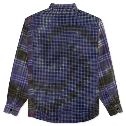 Ribbon Tie Dye Wide Flannel Shirt - Assorted
