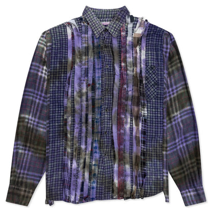 Ribbon Tie Dye Wide Flannel Shirt - Assorted