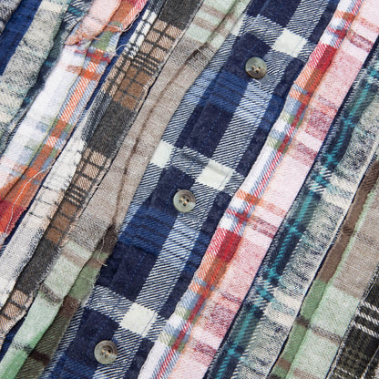 Ribbon Wide Flannel Shirt - Blue/White
