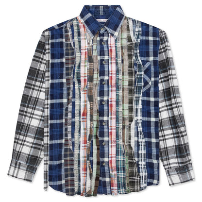 Ribbon Wide Flannel Shirt - Blue/White