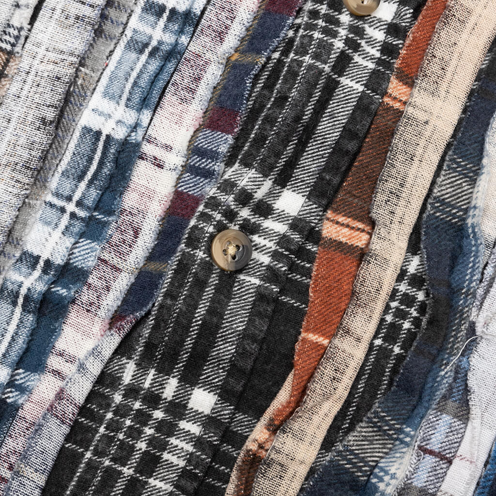 Ribbon Wide Flannel Shirt - Green/White