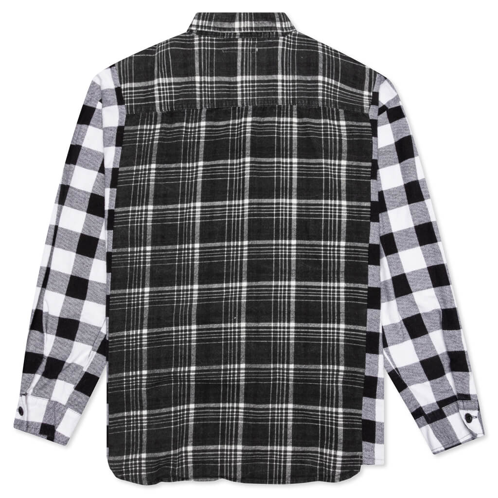 Ribbon Wide Flannel Shirt - Green/White