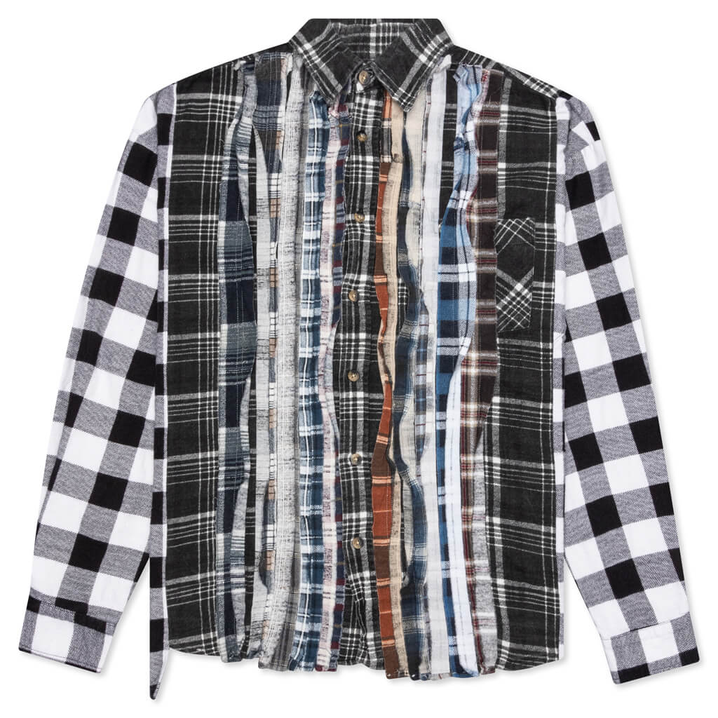 Ribbon Wide Flannel Shirt - Green/White