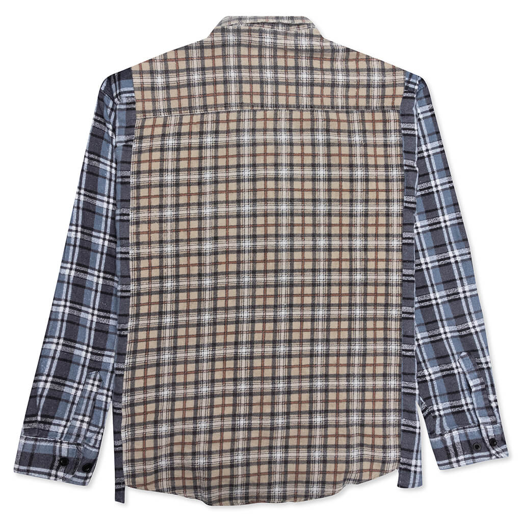 Ribbon Wide Flannel Shirt - Sand/Grey