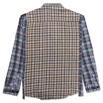 Ribbon Wide Flannel Shirt - Sand/Grey