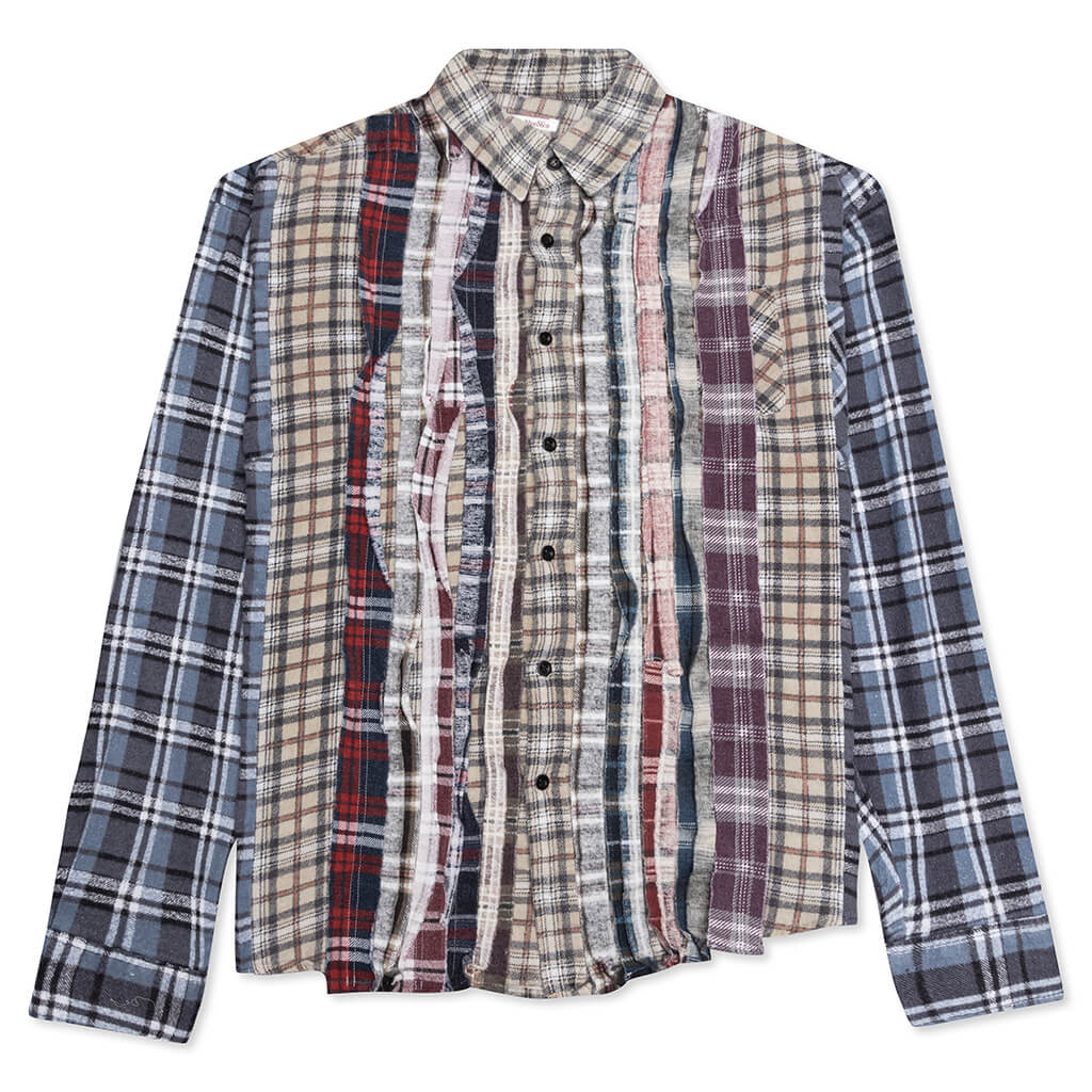 Ribbon Wide Flannel Shirt - Sand/Grey