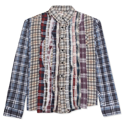 Ribbon Wide Flannel Shirt - Sand/Grey