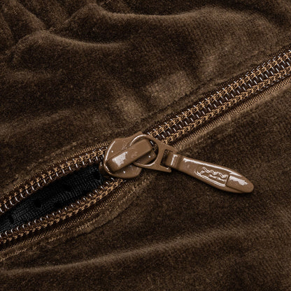 Velour Narrow Track Pant - Brown