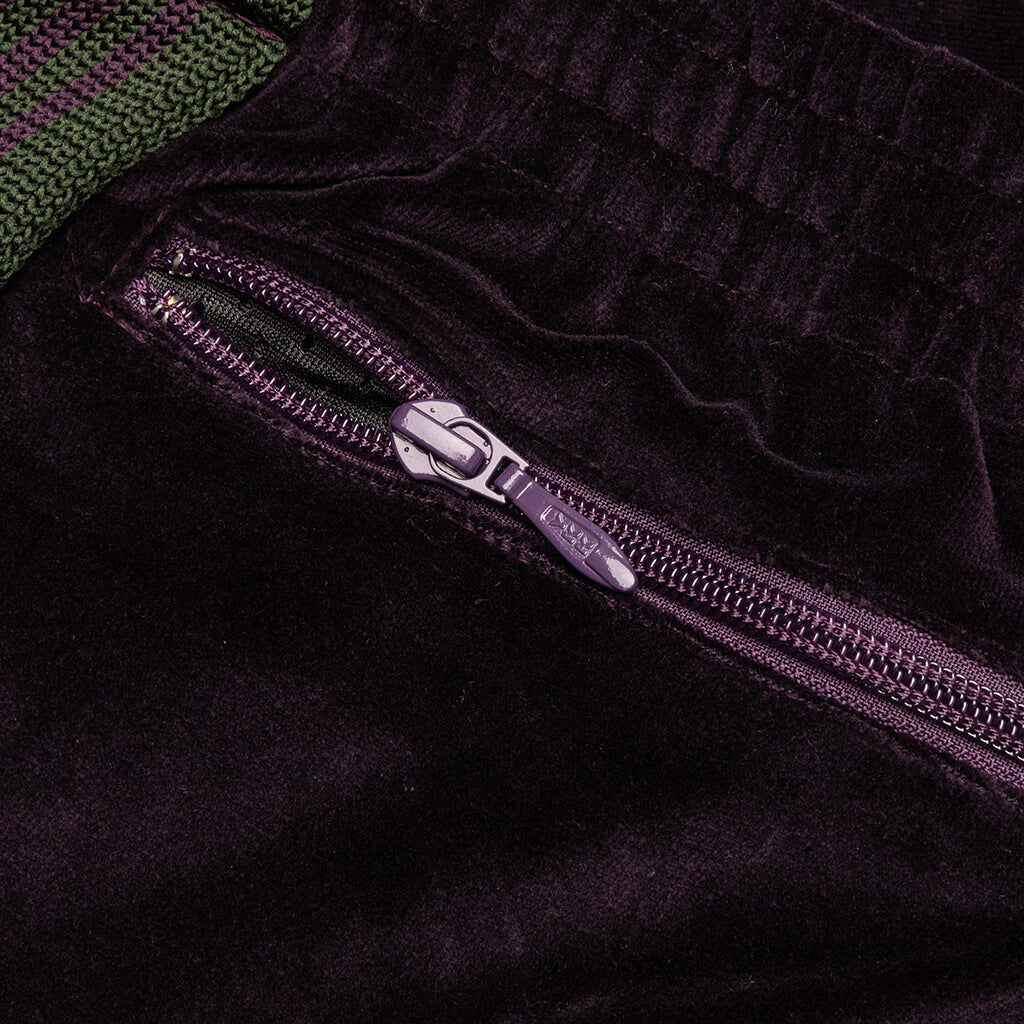 Velour Narrow Track Pant - Eggplant