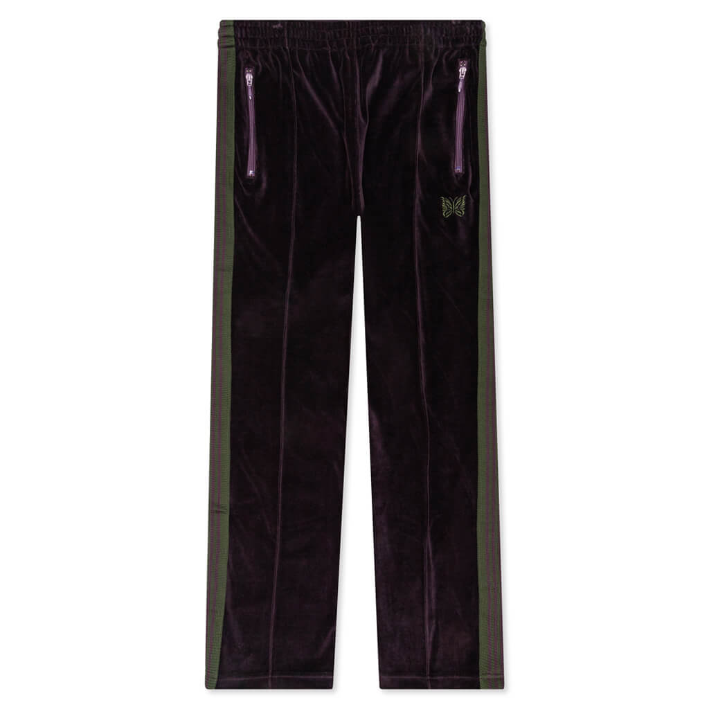 Velour Narrow Track Pant - Eggplant