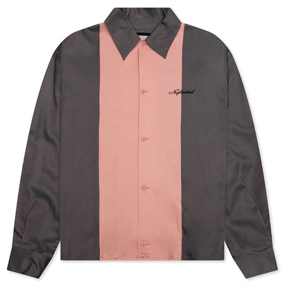 Bi Color Rayon L/S Shirt - Grey