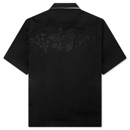 Boxy fit shirt in floral jacquard - Black