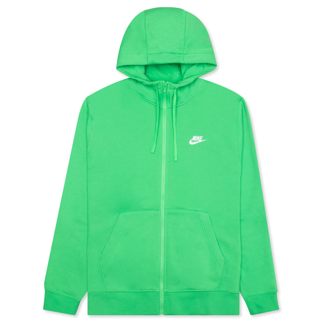 Sportswear Club Fleece Full-Zip Hoodie - LT Green Spark/LT Green Spark/White