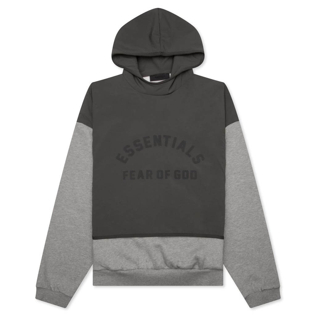 Nylon Fleece Hooded Sweater - Dark Heather Oatmeal/Ink