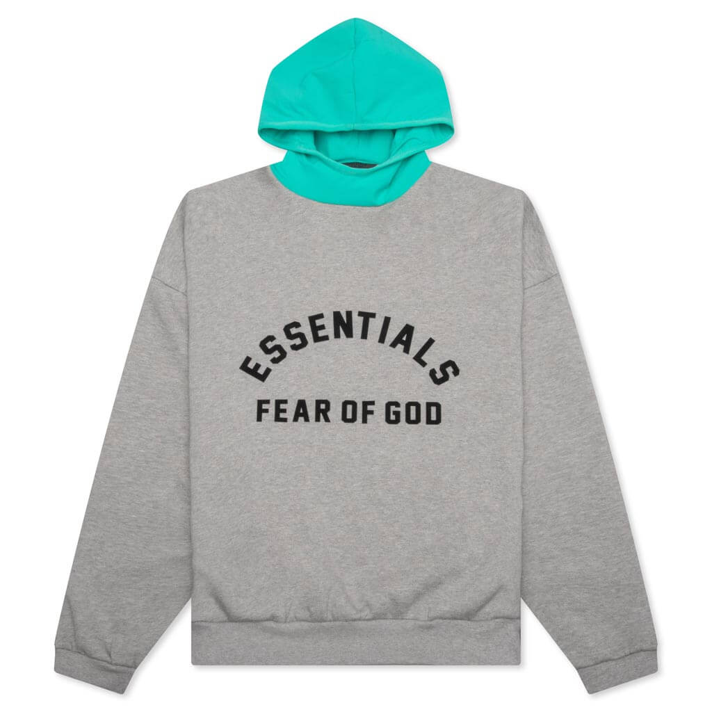 Nylon Fleece Hoodie - Dark Heather Oatmeal/Mint Leaf