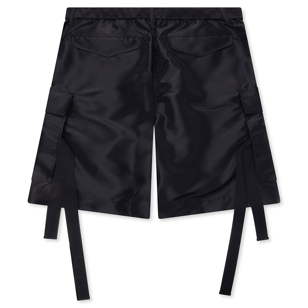 Belted Nylon Bermuda Cargo Shorts - Black