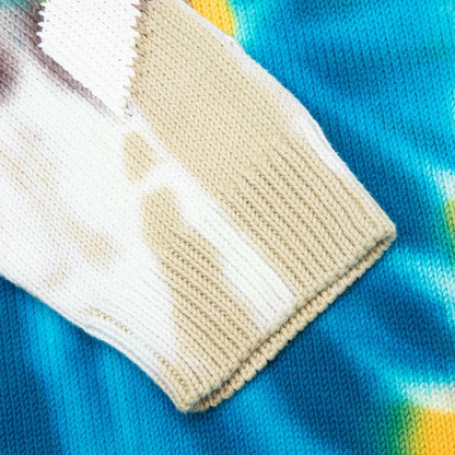 Diag Tie Dye Knit Hoodie - Bone/White