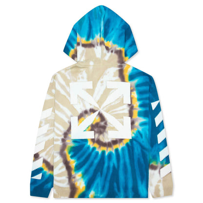 Diag Tie Dye Knit Hoodie - Bone/White