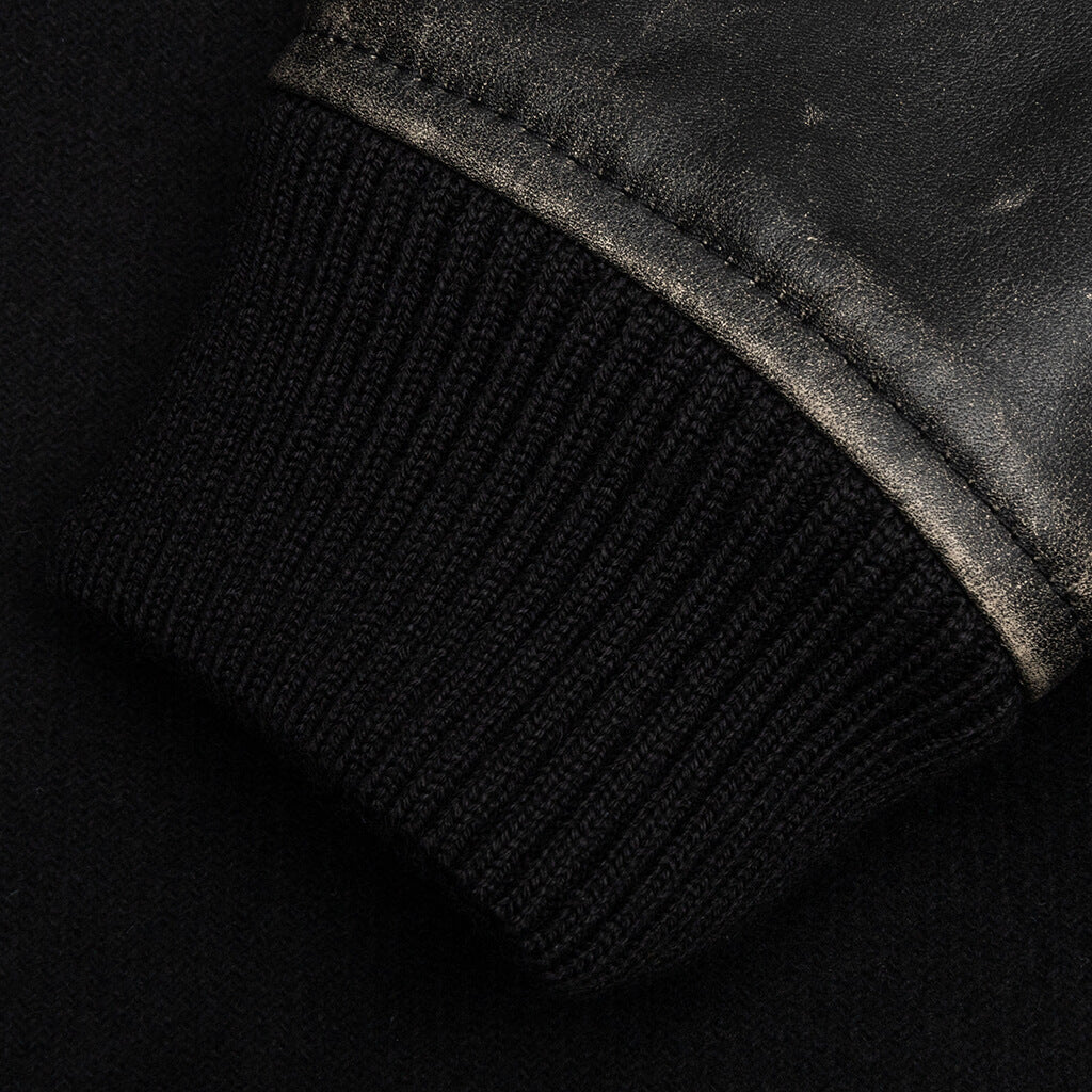 OW Patch Leather Sleeve Varsity - Black/Orange