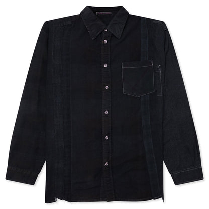 Over Dye 7 Cuts Wide Shirt - Black