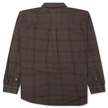Over Dyed Ribbon Shirt - Brown