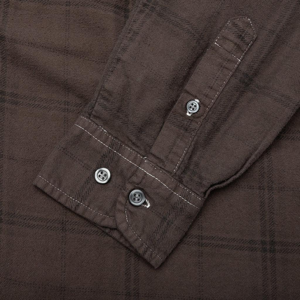 Over Dyed Ribbon Shirt - Brown