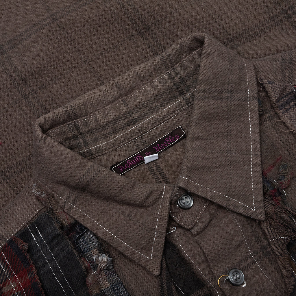 Over Dyed Ribbon Shirt - Brown