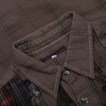 Over Dyed Ribbon Shirt - Brown