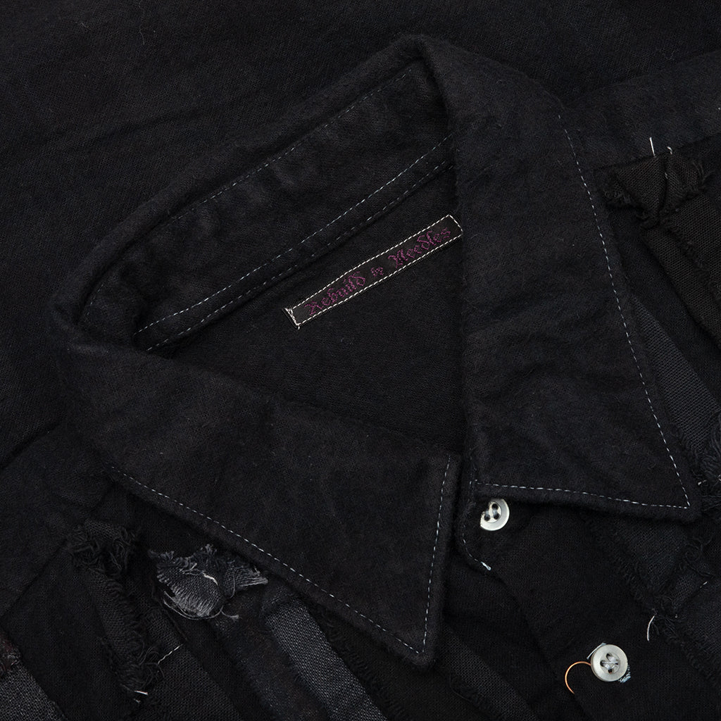 Over Dyed Ribbon Wide Shirt - Black