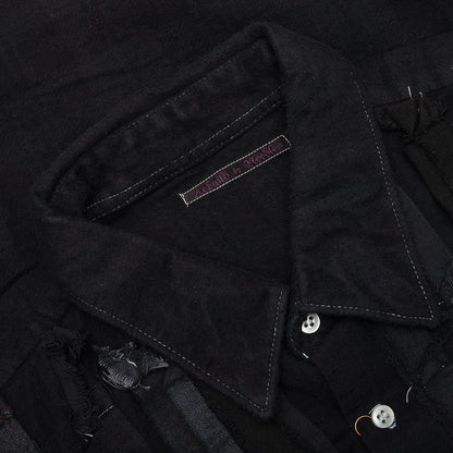 Over Dyed Ribbon Wide Shirt - Black