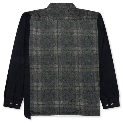 Over Dyed Ribbon Wide Shirt - Black