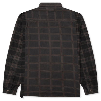 Over Dyed Ribbon Wide Shirt - Brown