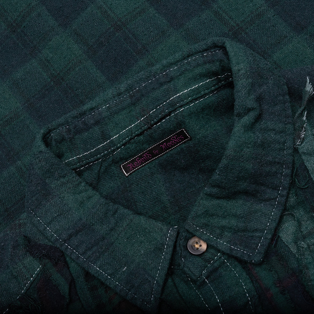 Over Dyed Ribbon Wide Shirt - Green