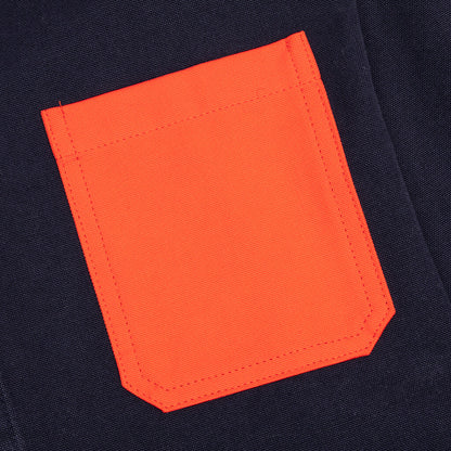Chest Pocket Oversized Contrast Shirt - Navy