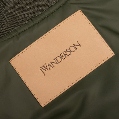 Oversized Curved Hem Bomber Jacket - Olive