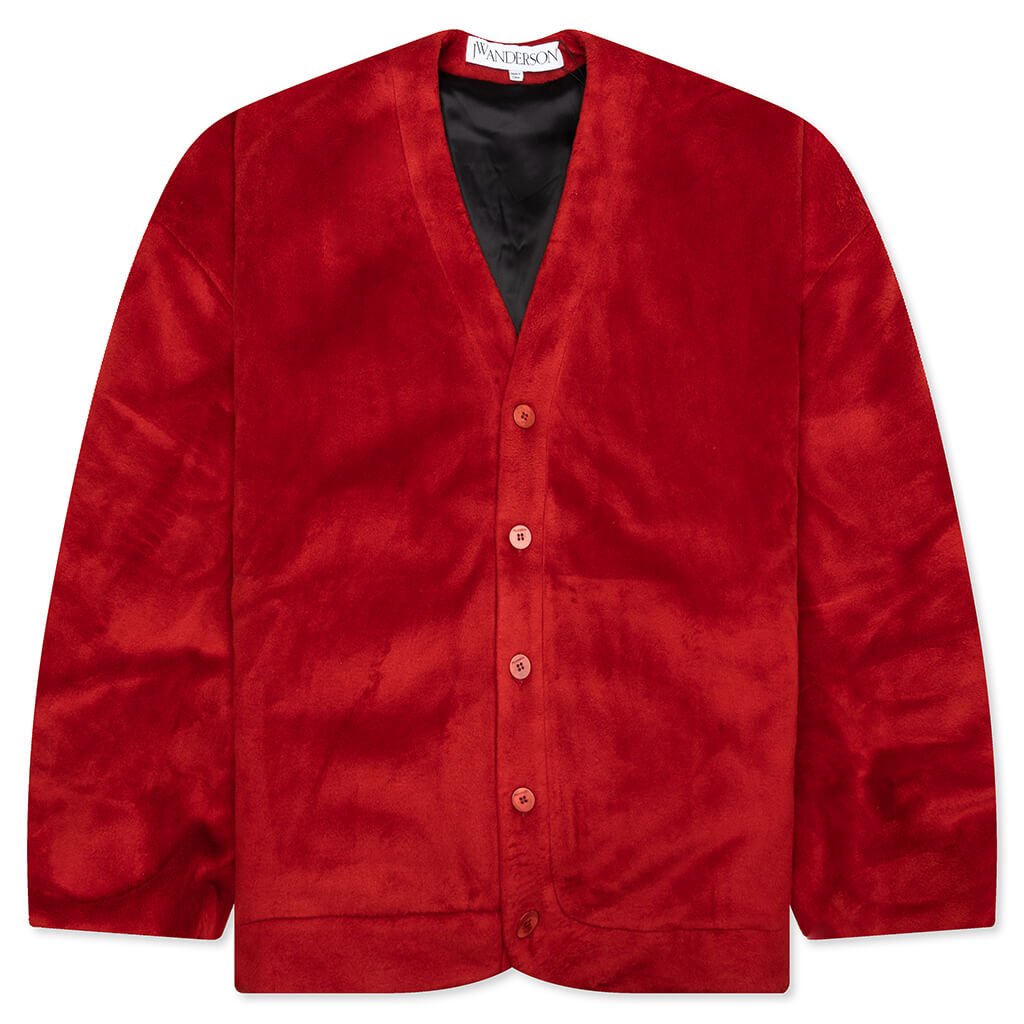 Oversized V-Neck Cardigan - Rust