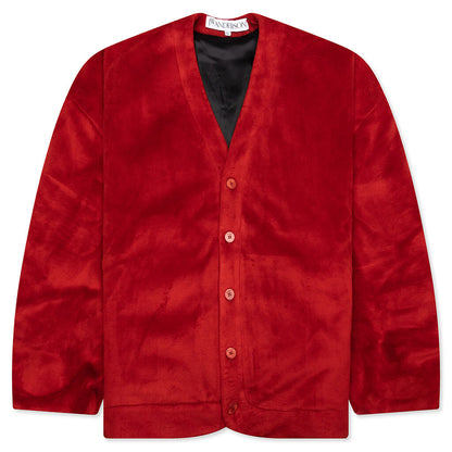 Oversized V-Neck Cardigan - Rust