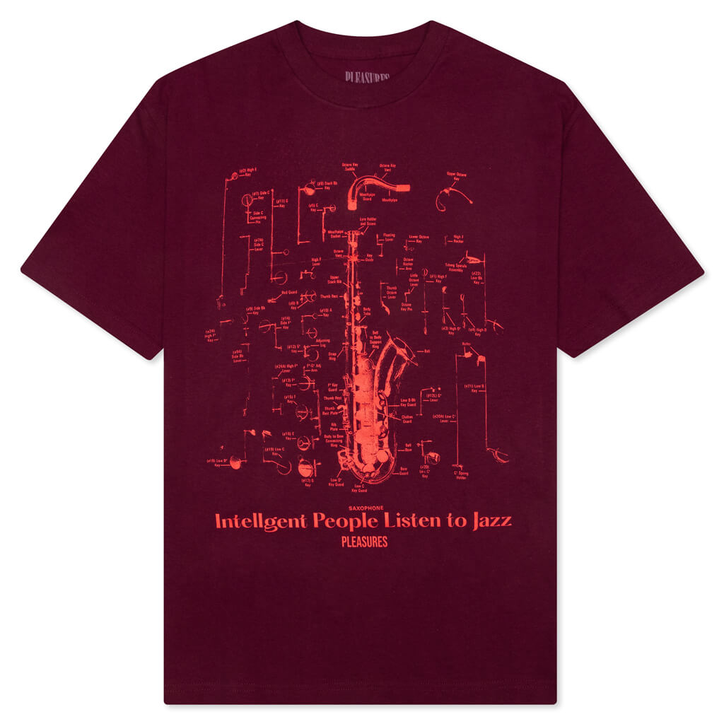 Saxophone T-Shirt - Burgundy