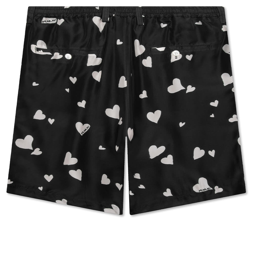 Silk Habotai Bermuda Shorts - Black