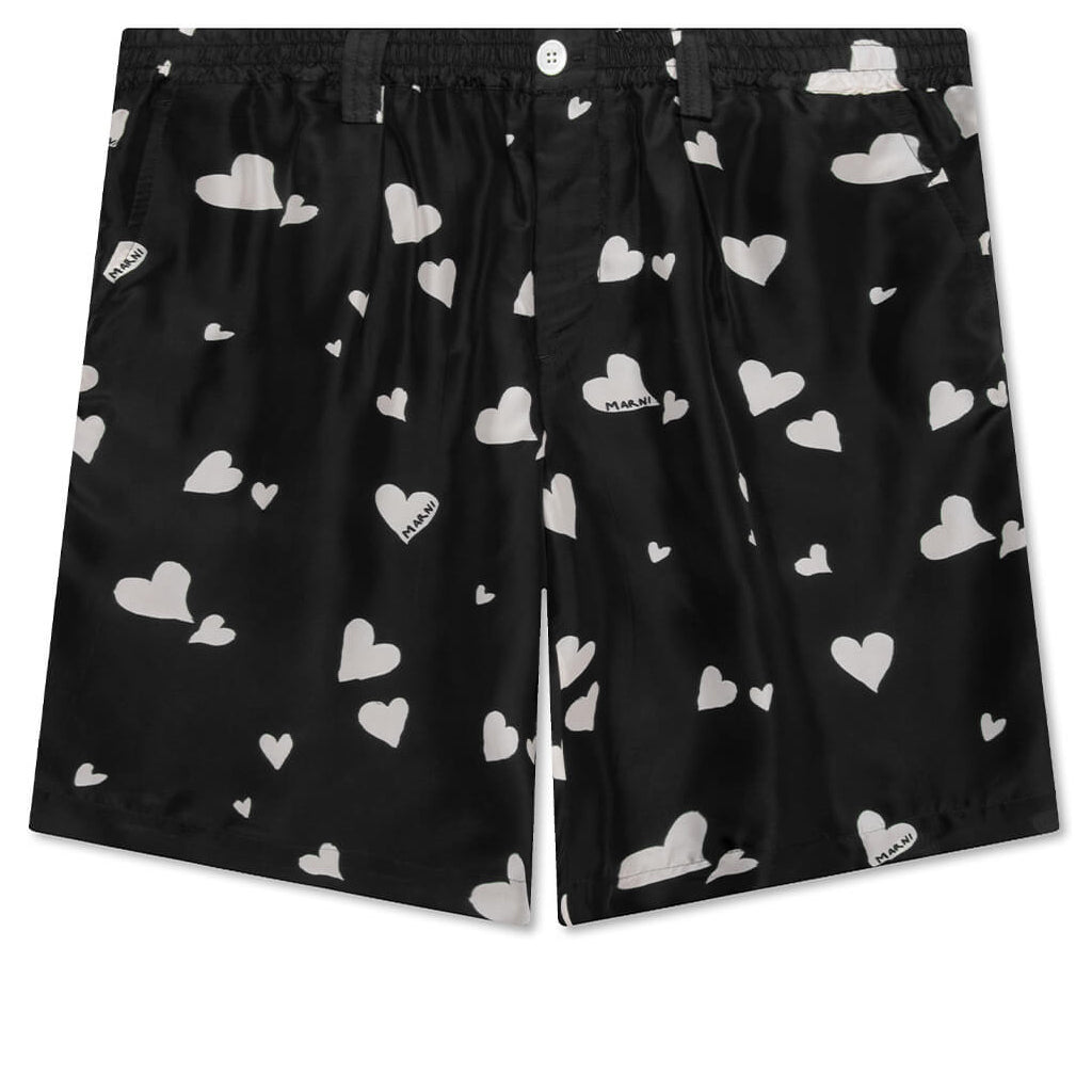 Silk Habotai Bermuda Shorts - Black