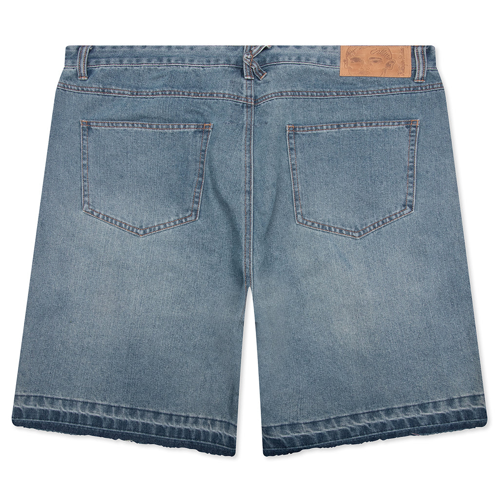 Painted Panel Shorts - Light Wash