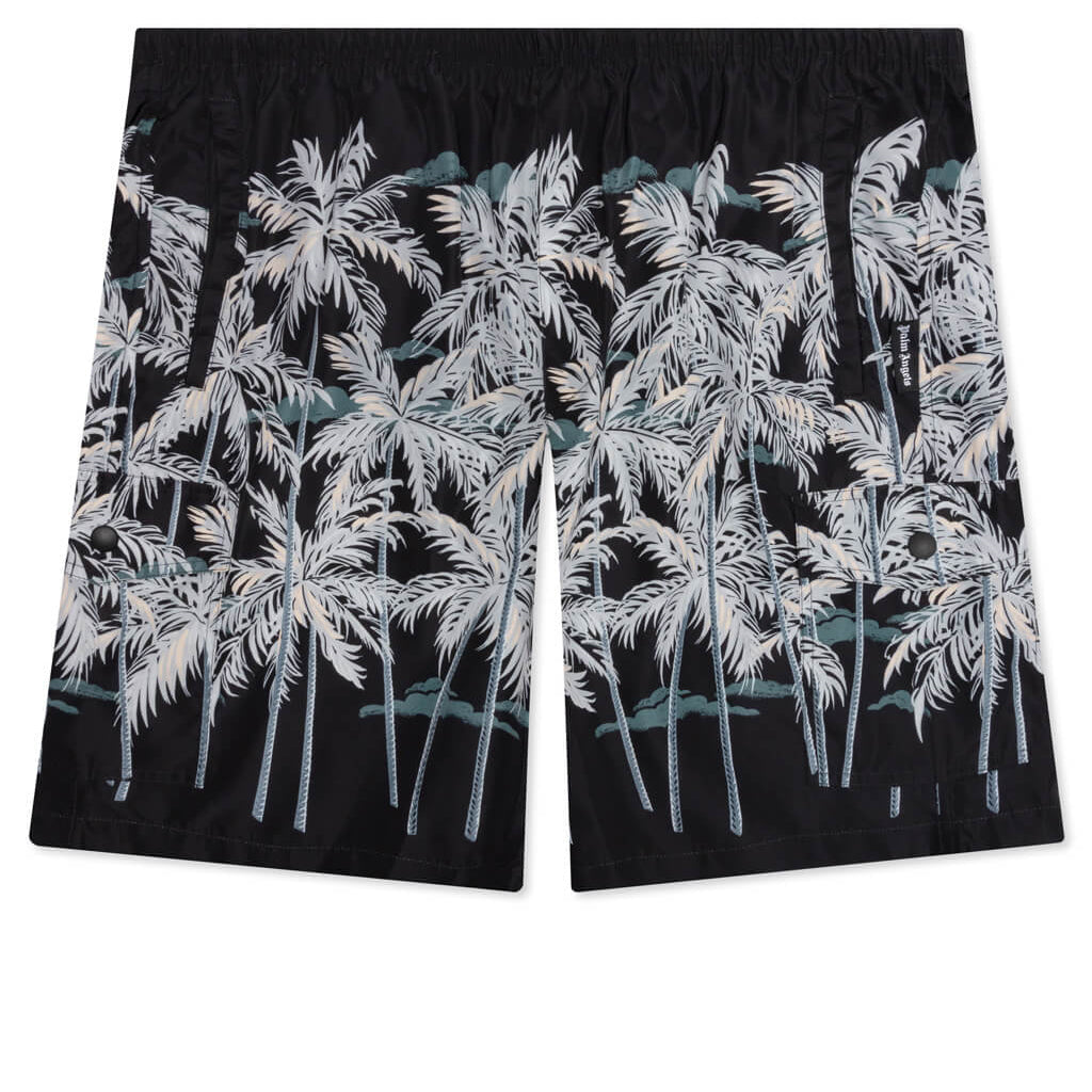 All Over Palms Swim Short - Black/Off White