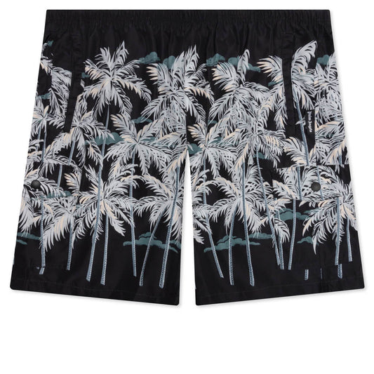 All Over Palms Swim Short - Black/Off White