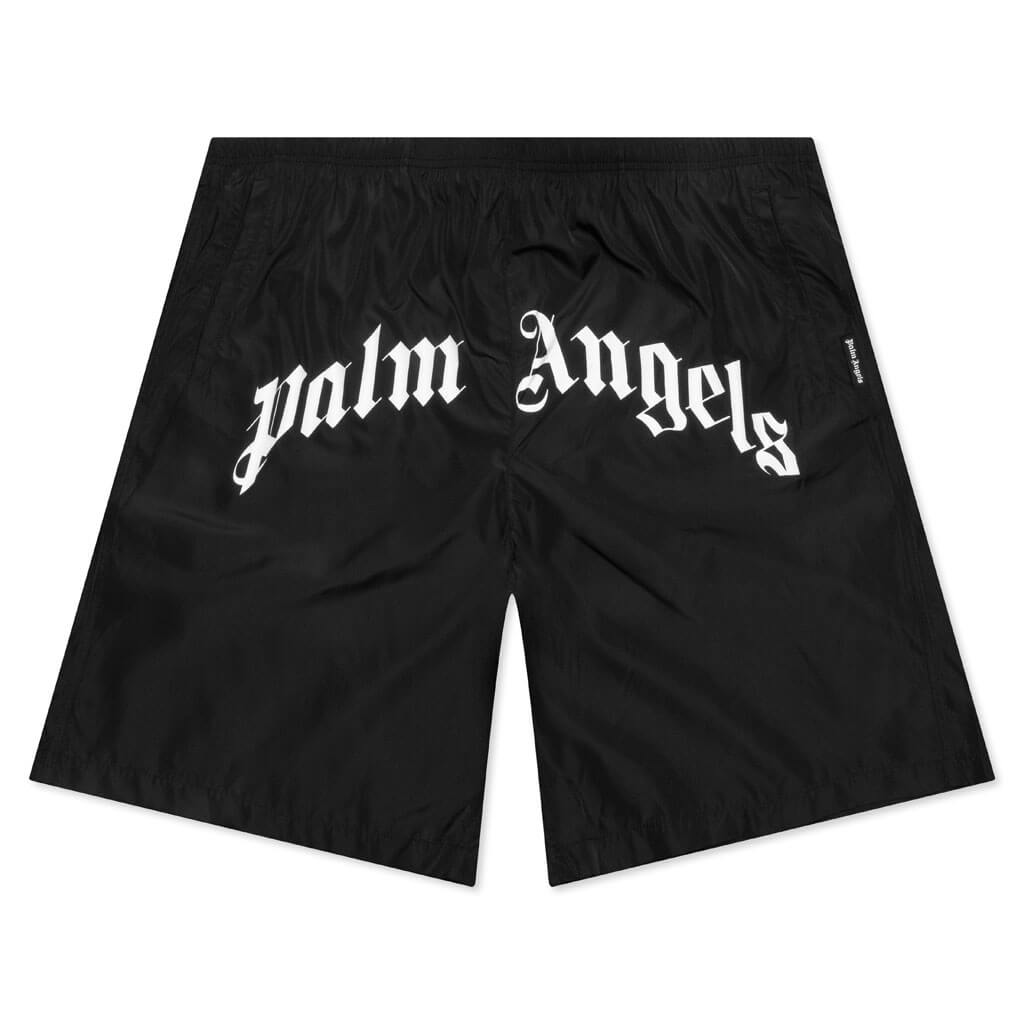 Curved Logo Swim Short - Black/White