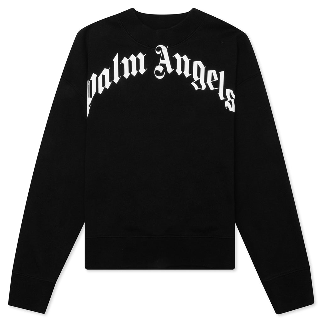 Kids Classic Curved Logo Crewneck - Black/White