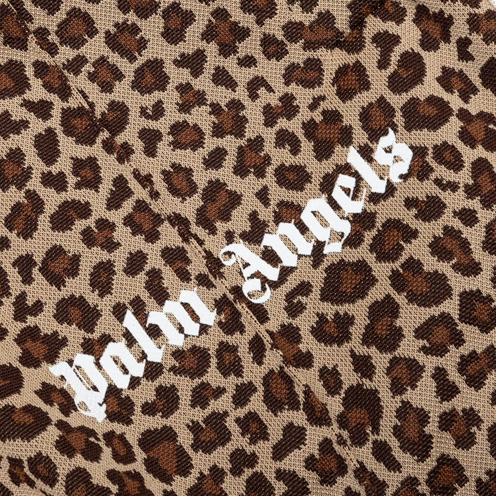 Leopard Jacquard Track Pants - Beige/Off White