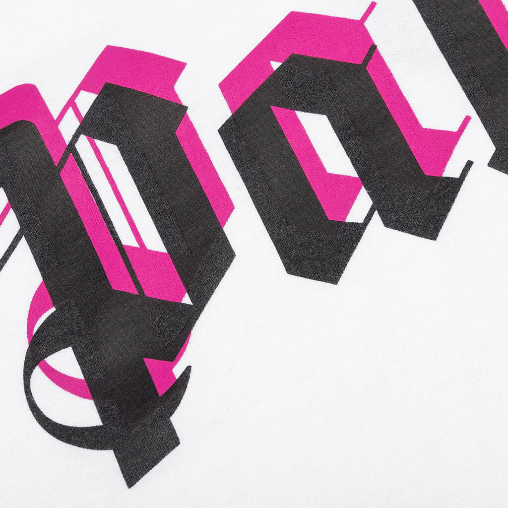 Double Logo Over L/S Tee - White/Fuchsia