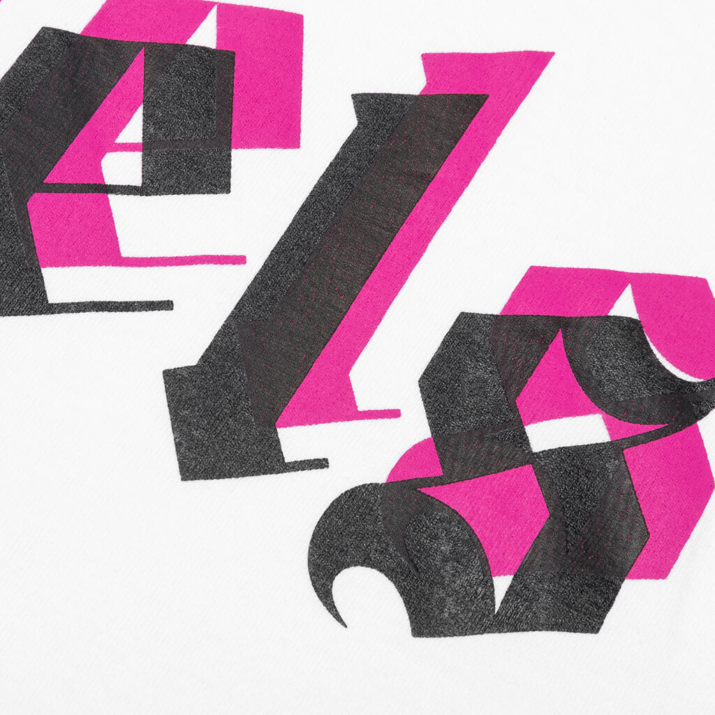 Double Logo Over L/S Tee - White/Fuchsia