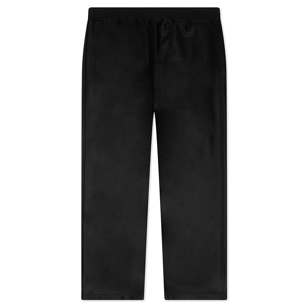 Melton Wool Trousers with Drawstring at Hems - Black