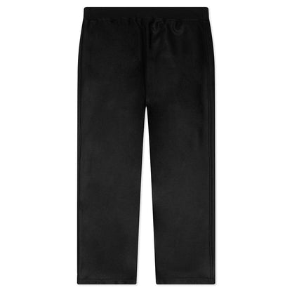 Melton Wool Trousers with Drawstring at Hems - Black